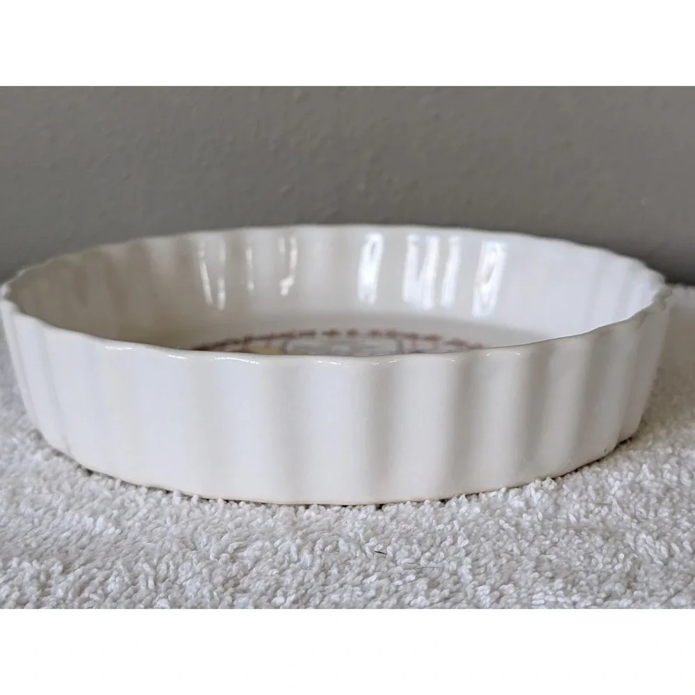 Vintage Small Ceramic Vegetable 6 Layer Bake Recipe Pie Dish Tart Ashley Fluted